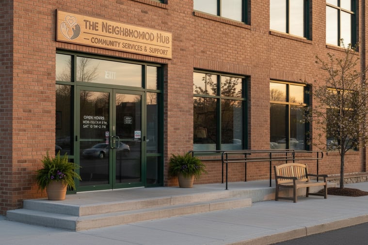 Exterior of the SafeAtMyHouse office entrance, welcoming and easy to find